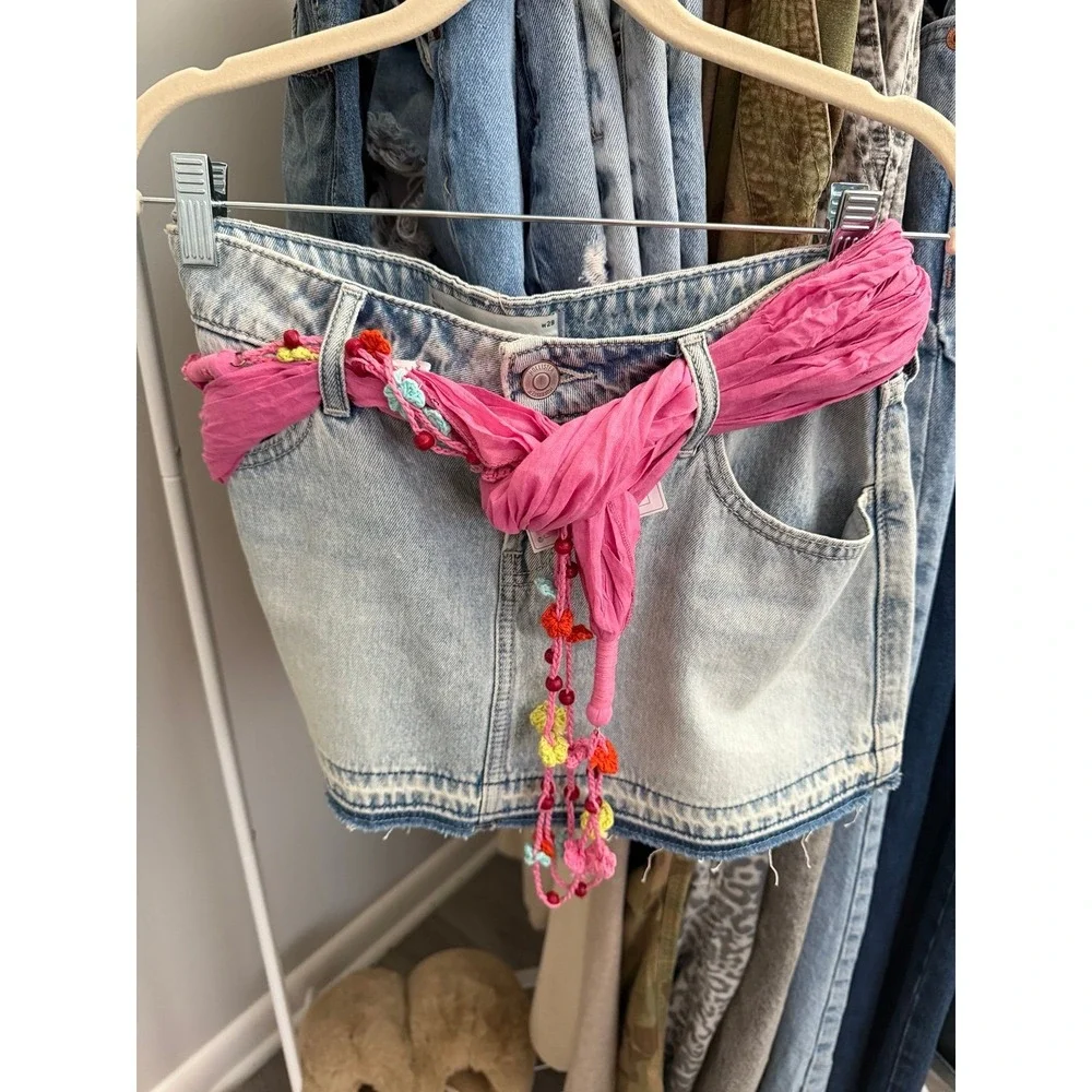Y2K Pink Beaded Scarf Belt Vintage